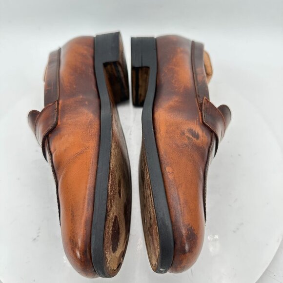 Tods Women Size EU 40.5 US 10.5 Brown Washed Leather Slip On Loafer Flat Shoes - Picture 7 of 11